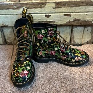 Dr. Martens Combat Boots with Floral Design